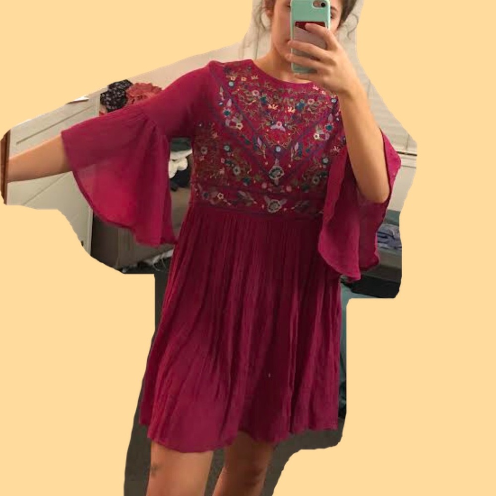 Embroidery Purple Dress